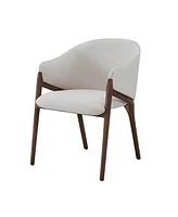 Wing Back Upholstered Fabric Dining Arm Chair with Cushioned Seat