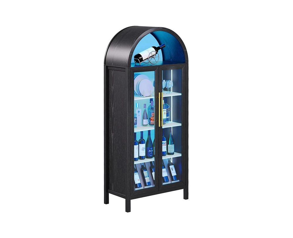Vlsrka Curio Cabinet w/ Glass Doors, 5-Tier Shelf, Lights & Sensor