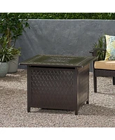 Convertible Aluminum Fire Pit Table with Built-in Propane Tank Space (32.25"W x 32.25"D