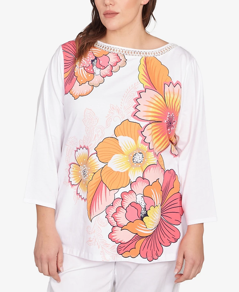 Ruby Rd. Plus Floral Pop Knit Top