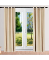 52 x 107.5-Inch Outdoor Room-Darkening Curtains with Grommet Top - Includes Tieback - Beige - Set of 2