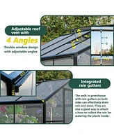 6x10 Polycarbonate Greenhouse Kit with Aluminum Frame and Adjustable Roof Vent