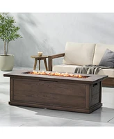 56" Rectangular Outdoor 50,000 Btu Propane Fire Pit, Brown Wood Pattern (Tank Cover not Included)