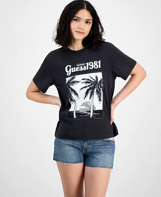 Guess Women's Palm Print Crewneck T-Shirt