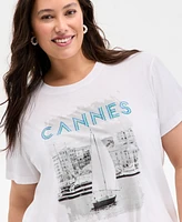 On 34th Trendy Plus Cannes Print T-Shirt, Exclusively at Macy's
