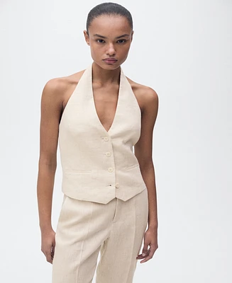 Mango Women's Linen Suit Vest