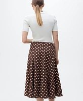 Mango Women's Flared Polka Dots Linen Skirts