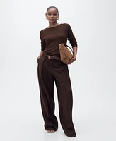 Mango Women's Linen Blend Boat Neck Sweater