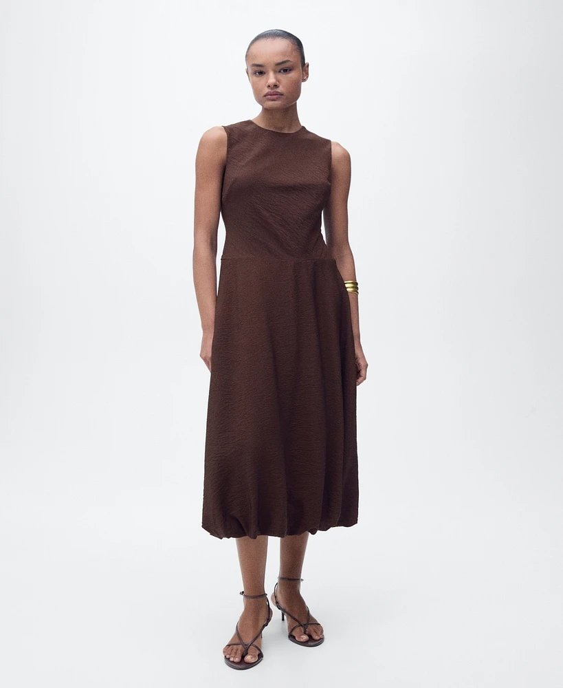 Mango Women's Puffed Hem Midi Dress