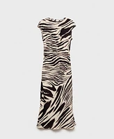 Mango Women's Zebra-Print Midi Dress