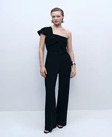 Mango Women's Draped Neckline Long Jumpsuit