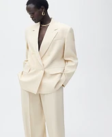Mango Women's Pleated Wide Leg Suit Pants