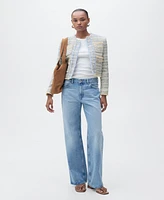 Mango Women's Frayed Ends Tweed Jacket