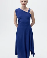Mango Women's Asymmetrical Buckle Strap Dress