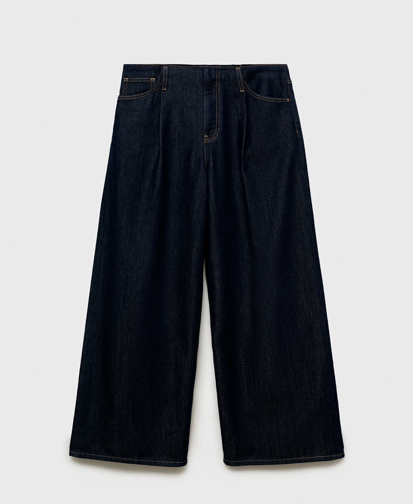 Mango Women's Wide Leg Denim Pants