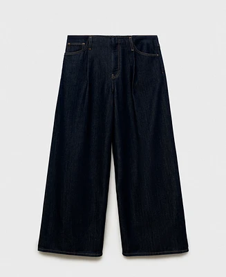 Mango Women's Wide Leg Denim Pants