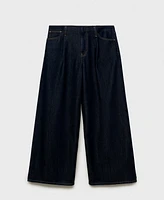 Mango Women's Wide Leg Denim Pants