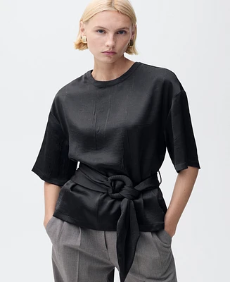 Mango Women's Belt Satin Blouse