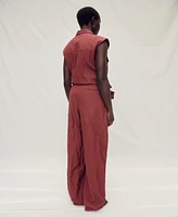 Mango Women's Wide Leg Wrinkled Suit Pants