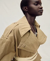 Mango Women's Oversized Wrinkled Effect Trench Coat