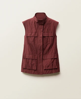 Mango Women's Wrinkled Effect Pockets Vest