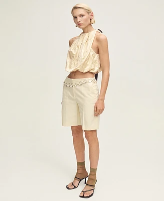 Mango Women's Wrinkled Fabric Balloon Effect Blouse