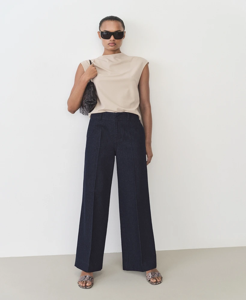 Mango Women's High-Waisted Wide Leg Jeans