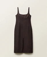 Mango Women's Front Opening Linen Midi Dress