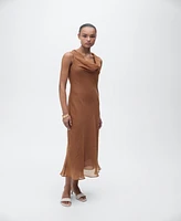 Mango Women's Draped Neck Lyocell Dress