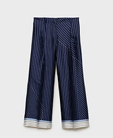Mango Women's Combined Stripes Satin Pants