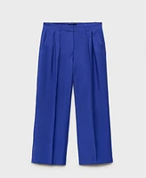 Mango Women's Pleated Wide Leg Suit Pants