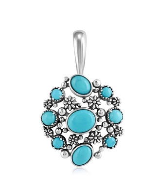 Sterling Silver Sleeping Beauty Turquoise Circle Pendant Enhancer