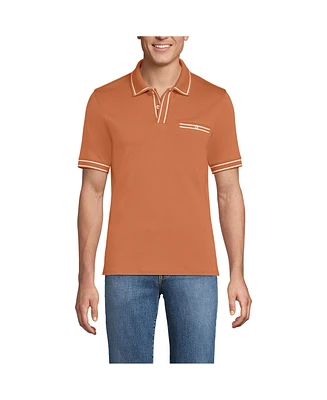 Lands' End Men's Short Sleeve Tipped Welt Pocket Supima Polo
