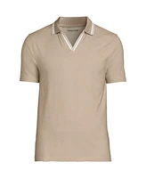 Lands' End Men's Short Sleeve Pique Johnny Collar Polo
