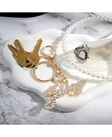 Juicy Couture Crystal Pave "Juicy" Script Keychain, Gold-Tone Bling Charm