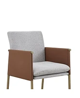Upholstered Fabric Dining Arm Chair with Cushioned Seat and Backrest