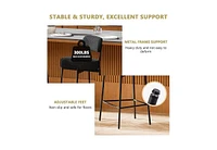 Dyhome Bar Stools Set of 4, 24 Inches Modern Counter Height with Curved Back Metal Legs, Upholstered Boucle Barstools for Kitchen Island, C