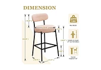 Dyhome Bar Stools Set of 4, 24 Inches Modern Counter Height Bar Stools with Curved Back Metal Legs, Upholstered Boucle Barstools for Kitchen Island, C