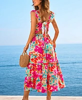 Cupshe Women's Juicy Blossom Floral Maxi Beach Dress