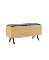 Manhattan Comfort 18.1" Wood Paloma Modern Upholstered Accent Storage Bench