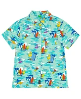 Sesame Street Big Bird Cookie Monster Elmo Oscar the Grouch Matching Family Hawaiian Button Down Shirt Infant to Little Kid