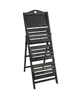 Country Heart 3-Tier Wooden Plant Stand with Chalkboard - Wood Ladder Shelf For Plants Indoor or Outdoor Use 41" H White