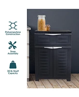 Plastic Garage Storage Cabinet with Adjustable Shelf - 34.5" H Garage, Office, Home, Laundry Room Charcoal