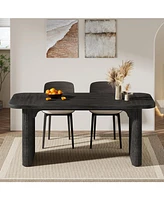 Tribesigns Dining Table for 4-6, Rectangular Wood Kitchen with Double Pedestal, 62-Inch Dinner Room, Living Easy Assembly