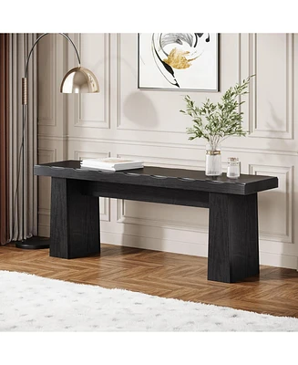 Tribesigns Wooden Entryway Bench, 47-Inch Wood Dining Table Bench Long Kitchen Bench with Sturdy Frame for Dining Room, Modern End of Bed Bench for Be