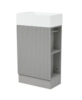 18.6" Bathroom Vanity with Sink, Bathroom Vanity Cabinet with Two-tier Shelf, Left or Right Orientation, Grey