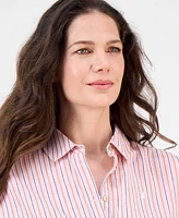 Nautica Jeans Women's Striped Cotton Side-Tie Blouse