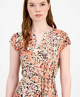 Tommy Hilfiger Women's Floral-Print Ladder-Trim Midi Dress