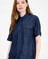 Tommy Hilfiger Women's Chambray Utility Popover Dress