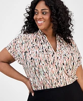 Kasper Plus Abstract-Print Top